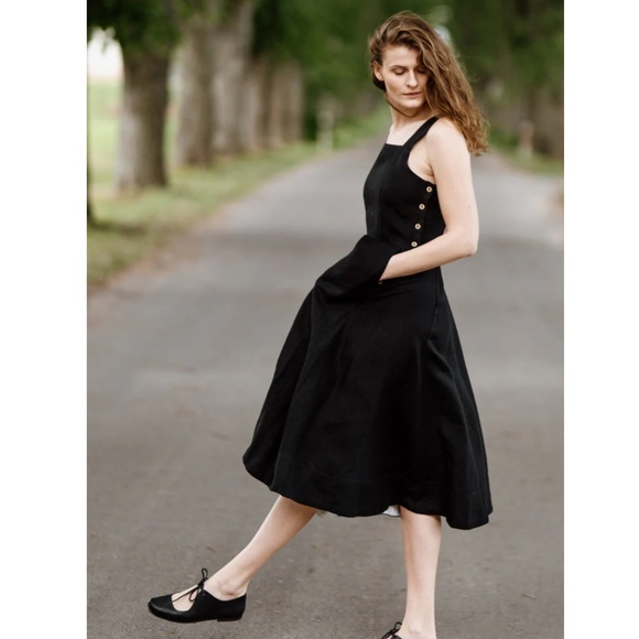 SON DE FLOR LINEN PINAFORE JUMPER STYLE DRESS - L - Picture 7 of 8